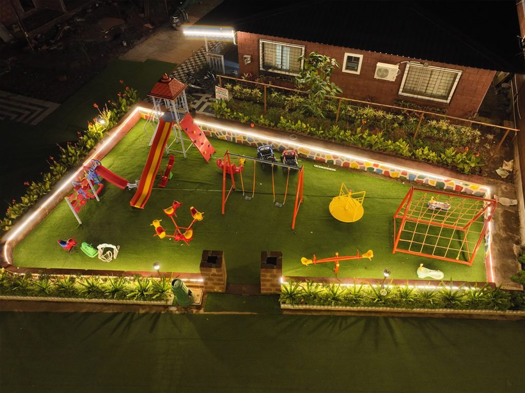 Skyview of the vibrant children’s play area at Prathamesh Resort.