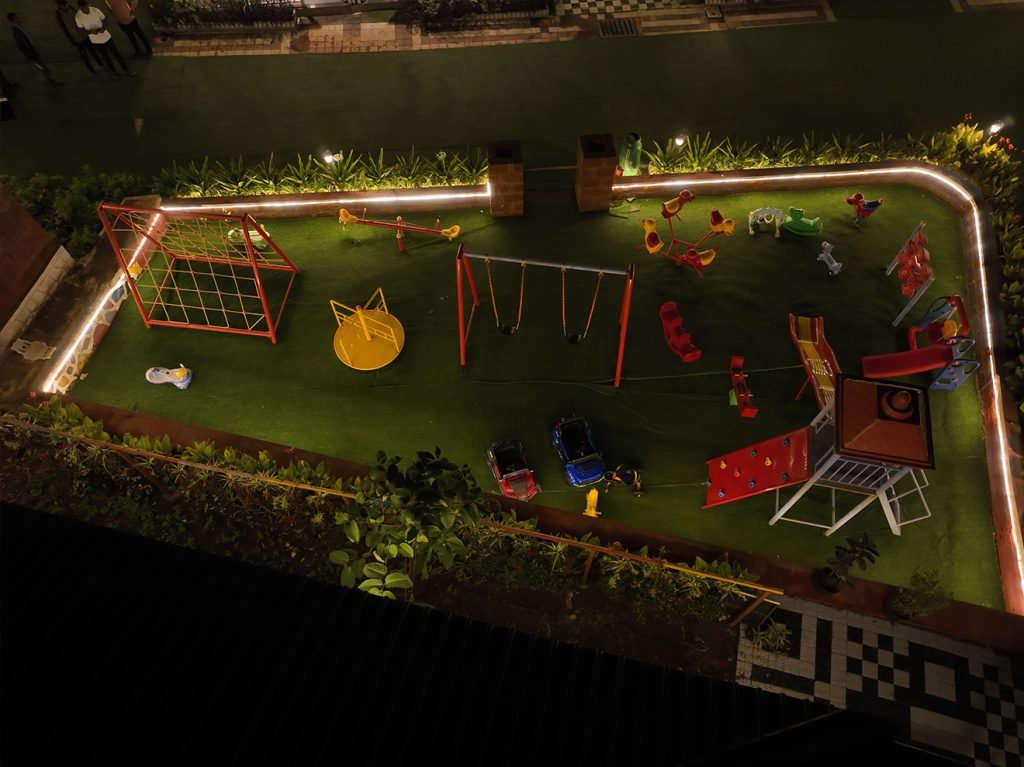 Bird's-eye view of Prathamesh Valley Resort with scenic landscapes.